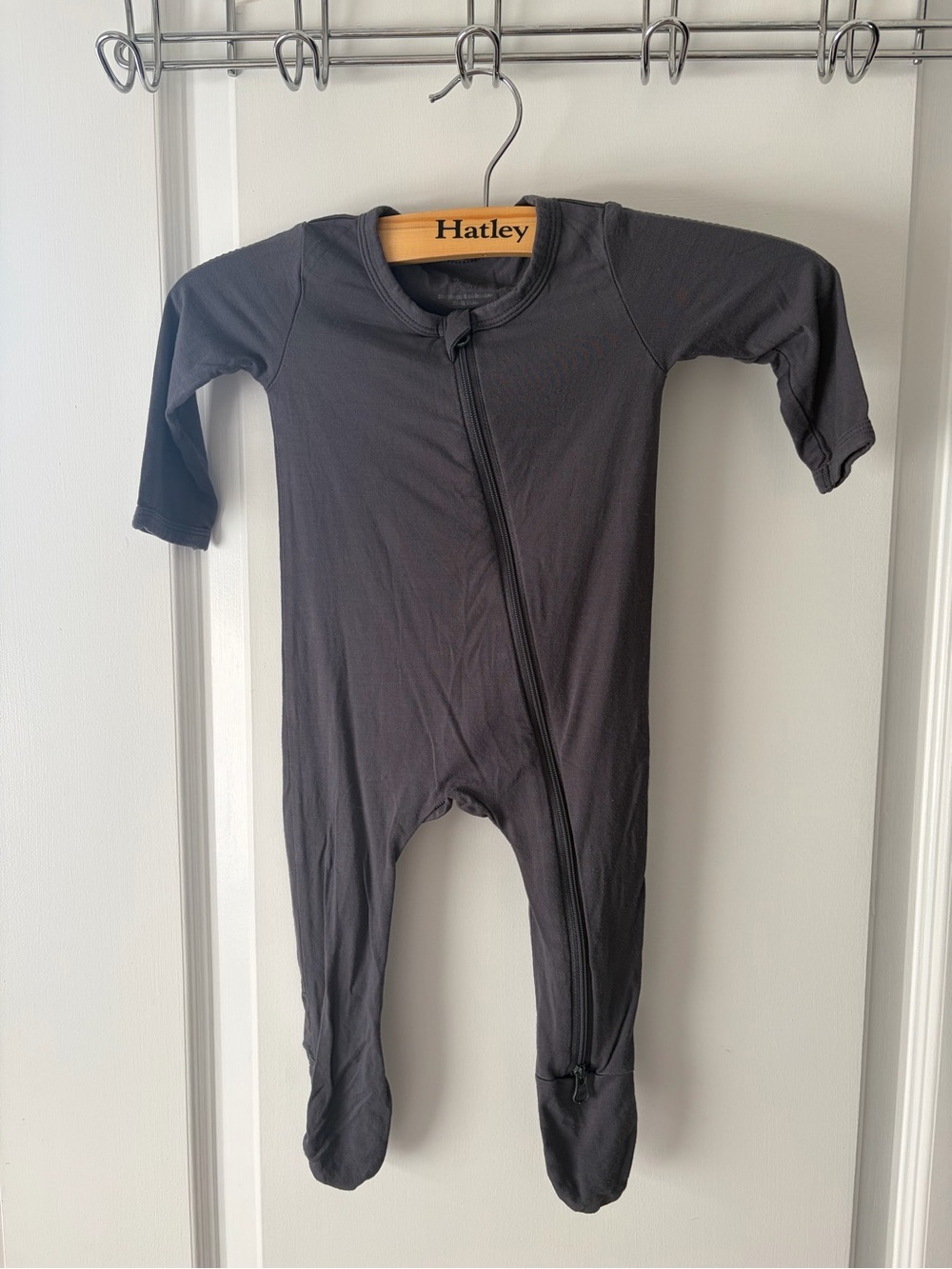 Hatley Charcoal Zip-Front Footed One-Piece for Kids